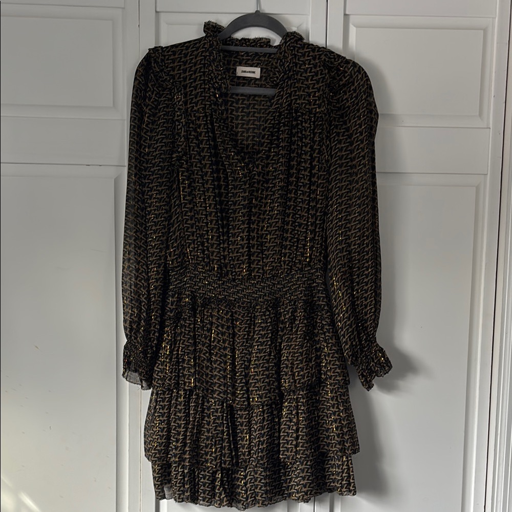 Zadig and Voltaire gold and black dress